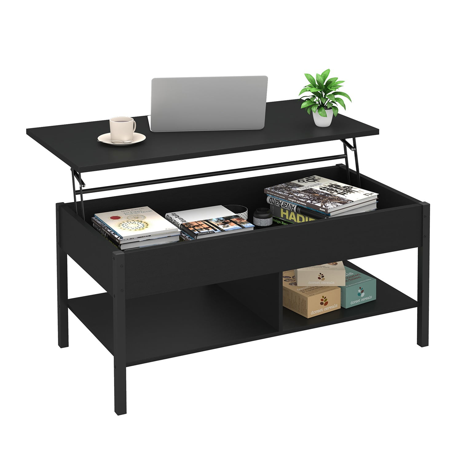 Kadyn Living Room Wood Lift Top Coffee Table, Pop Up Coffee Table with Hidden Compartment and Open Storage Shelf, Living Room Tables with Lift Top and Wooden Legs, Black Kadyn Living Room Wood Lift Top Coffee Table, Pop Up Coffee Table with Hidden Compartment and Open Storage Shelf, Living Room Tables with Lift Top and Wooden Legs, Black