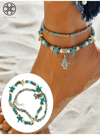 Fine Crystal Beads Anklet Green - Beautiful Boho Anklets Online