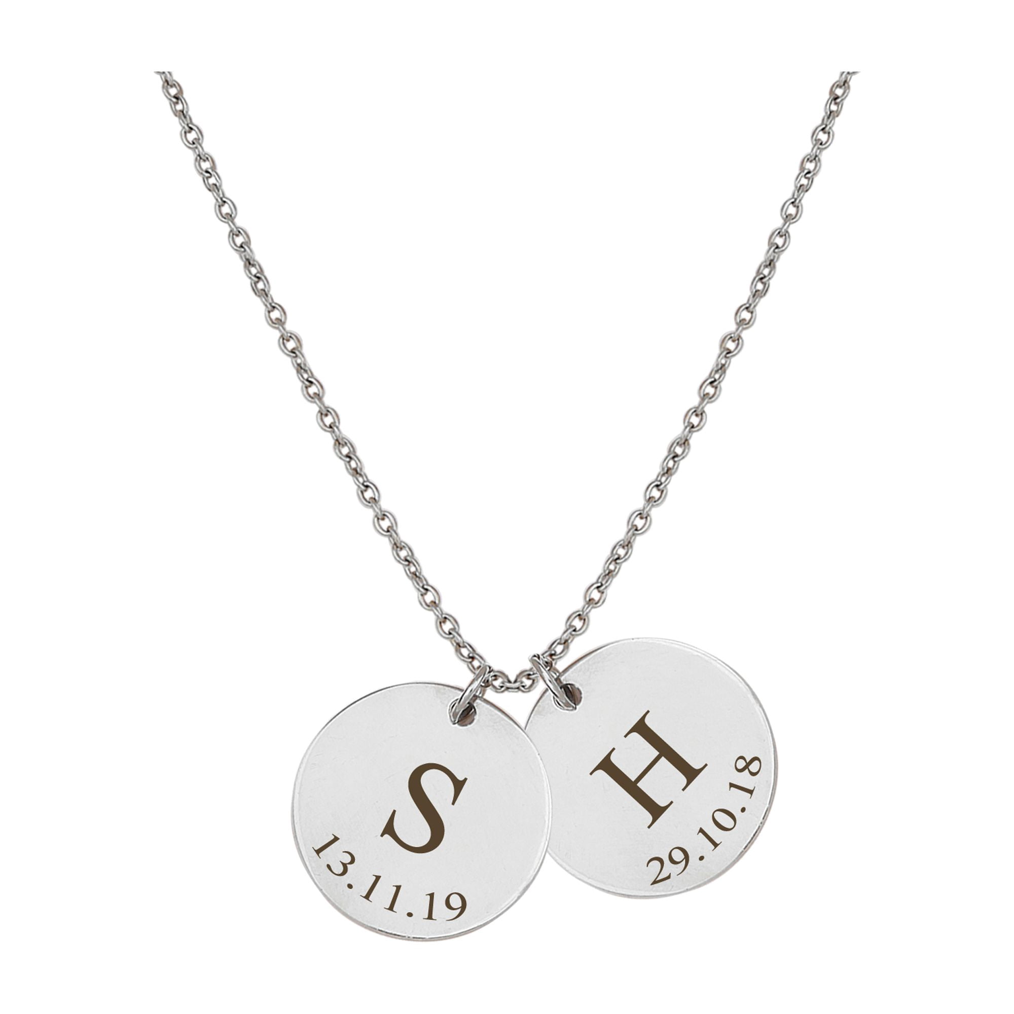 Personalized Silver Initial Date Disc Necklace - Mother's Day Gift for Mom - Engravable Jewelry for Her - Custom Anniversary Pendant - Ships Next Day!