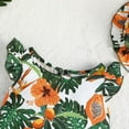 thumbnail image 5 of Inadays Baby Girls Clothes Tropical Plant Print Ruffles Romper with Hat Fly Sleeve Romper Floral Jumpsuit Infant Summer Clothes, 12-18M, 5 of 8