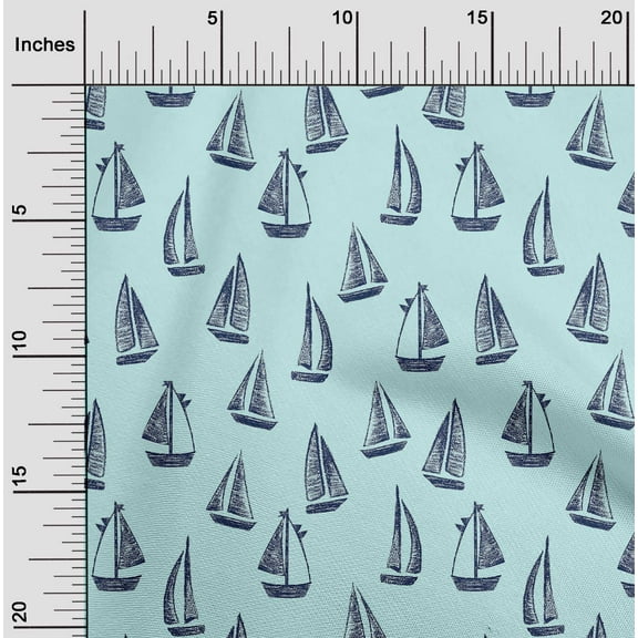 oneOone Cotton Jersey Sky Blue Fabric Yacht Nautical Craft Projects Decor Fabric Printed By The Yard 58 Inch Wide