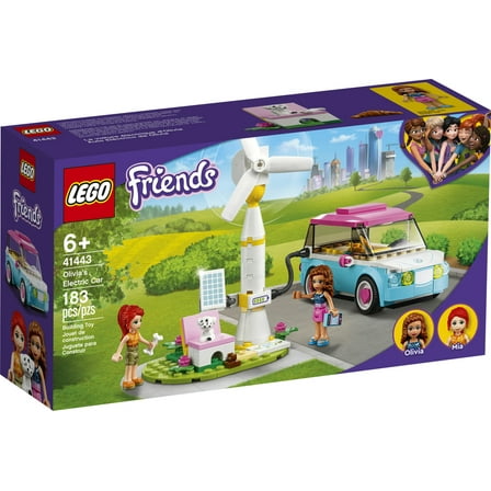 LEGO Friends Olivia's Electric Car Toy 41443 Vehicle for Girls, Boys and Kids 6 Plus Years Old, with Mia Mini-Doll & Puppy Figure Eco Education Playset