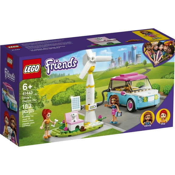 LEGO Friends Olivia's Electric Car Toy 41443 Vehicle for Girls, Boys and Kids 6 Plus Years Old, with Mia Mini-Doll & Puppy Figure Eco Education Playset