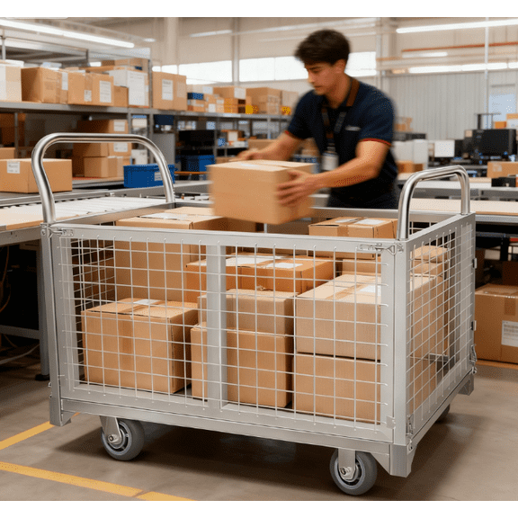 Platform Truck with Cage, 4-in-1 Platform Hand Truck, Rmovable Side, Foldable Heavy Duty Push Cart Dolly W/Swivel Wheel, 2200lbs Capacity, Large Flatbed Utility Carts for Various Situations