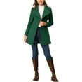 thumbnail image 3 of INSPIRE CHIC Women's Classic Stand Collar Long Sleeve Winter Belted Long Coat L Green, 3 of 8
