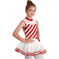 thumbnail image 3 of Aislor Girls Mock Neck Tutu Dress Ballet Dance Leotard Ballerina Striped Christmas Costume Size 6-16 A Red 16, 3 of 7