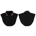 thumbnail image 4 of Cuello Desmontable Con Bordados De Colores De Invierno Cuello Falso De Algodón Media Camisa Blusa Solapa, Negro Noticed AP000608-02, 4 of 7