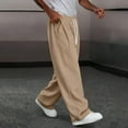 thumbnail image 3 of Men's Wide Leg Sweatpants Baggy Casual Drawstring Waist Joggers Lounge Sweat Pants with Pockets Khaki 2XL, 3 of 6