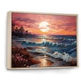 thumbnail image 2 of Designart "Beach Crimson Sunset painting" Nautical & Beach Floater Framed Wall Art Living Room, 2 of 7