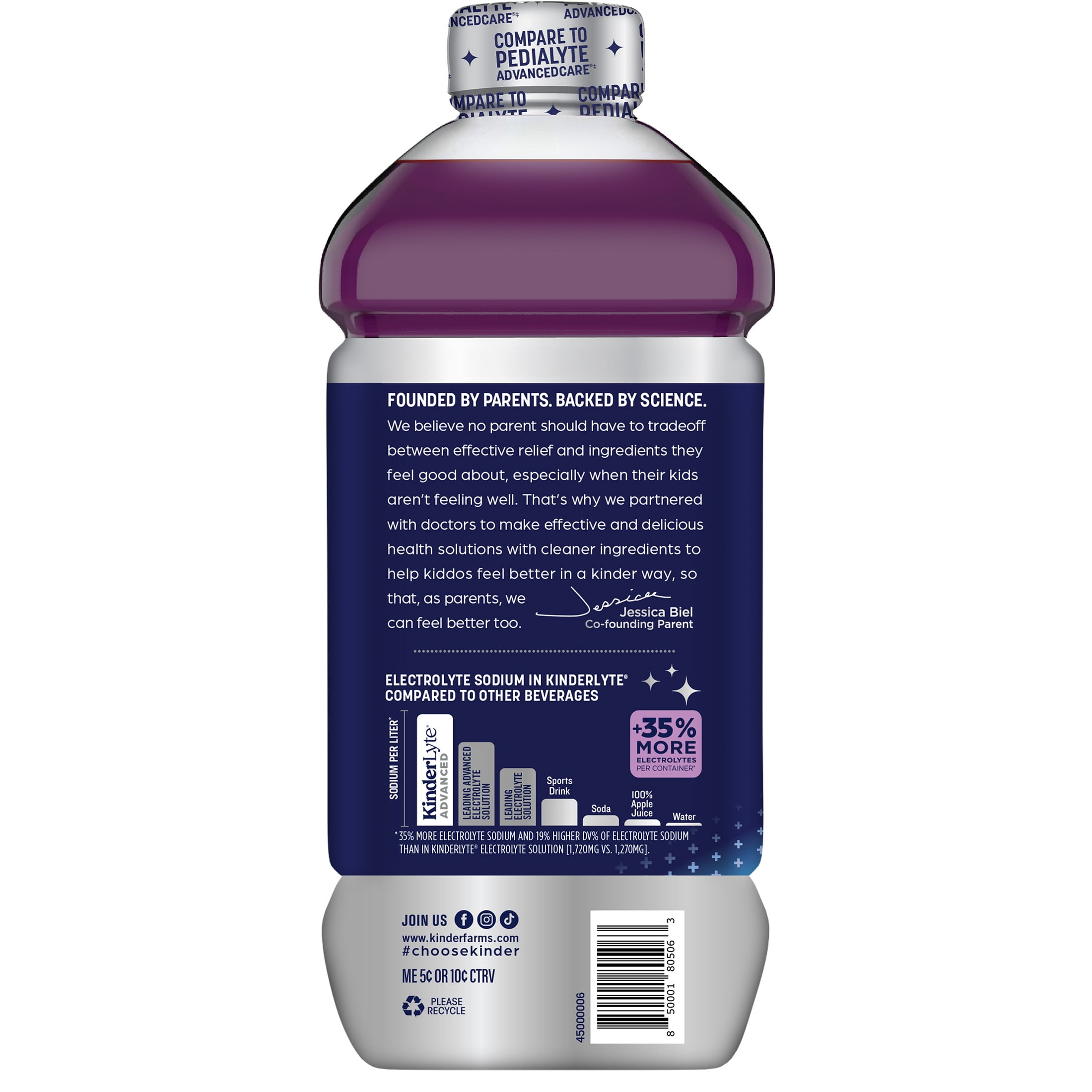 Kinderfarms KinderLyte Electrolyte Solution Drink for Kids & Adults, Wild Berry, 33.8 fl oz Bottle