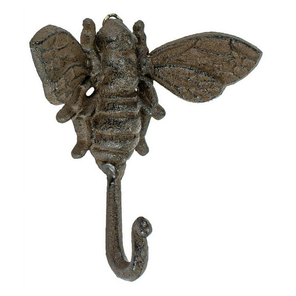 Rustic Cast Iron Cottage Busy Bumblebee Insect Bee Wall Hook Organizer Decor