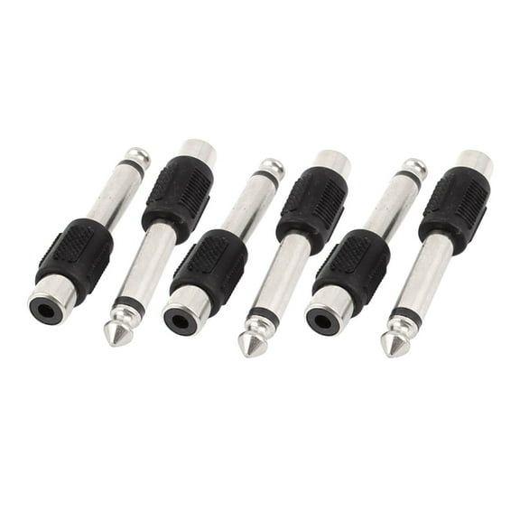 Unique Bargains 6 Pcs 6.3mm 1/4" Mono Male Plug to RCA Female Jack M/F Audio Adapter