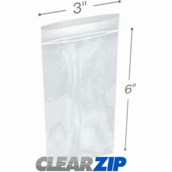 International Plastics CZ20306 3 x 6 in. ClearZip Lock Bags, 0.002 Gauge - Case of 1000