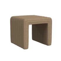 Ada Footstool Ottoman, Channel Tufted Taupe Brown Boucle, 19 Inch