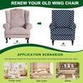 thumbnail image 4 of Wingback Chair Covers Pieces Stretch Printed Wing Back Chair Cover Sofa Slipcover Washable Wingback Armchair Slipcovers Furniture Protector with Elastic Bottom for Wingback Chairs, 4 of 6