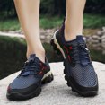 thumbnail image 4 of Men's Gray Black Contrast Mesh Hiking Sneakers, Rugged Thick Sole Anti Slip Outdoor Trekking Shoes, 4 of 9