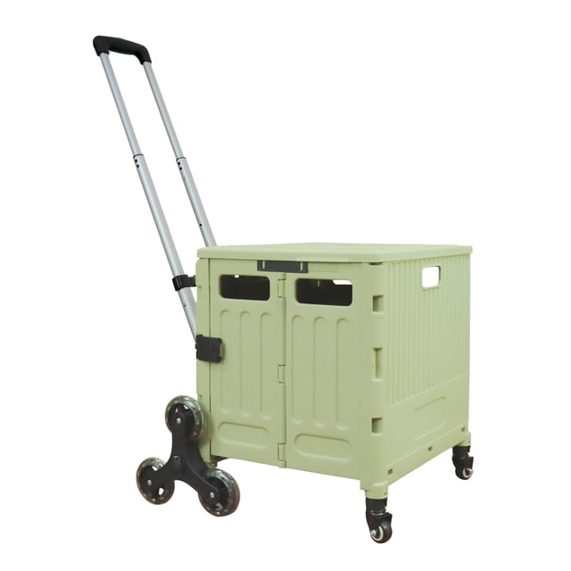 Carrito de Mandado con Ruedas para Subir Escaleras, Carrito de Compras Plegable con Mango Ajustable con Tapa Soporta hasta 50kg