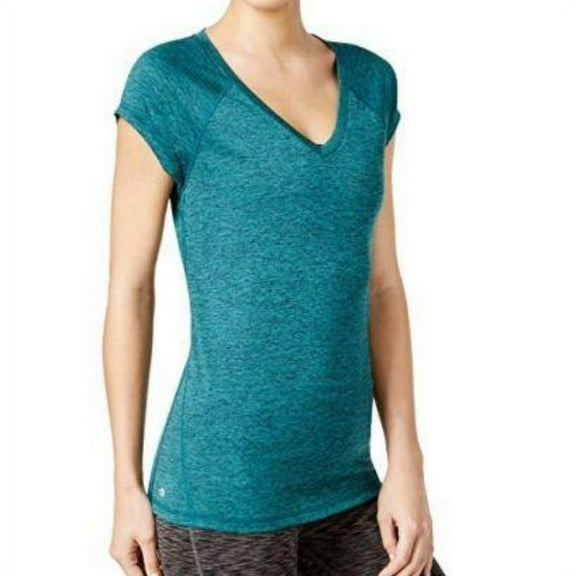 Ideology Womens Essential Rapidry Heathered Performance V Neck Top;X-Small