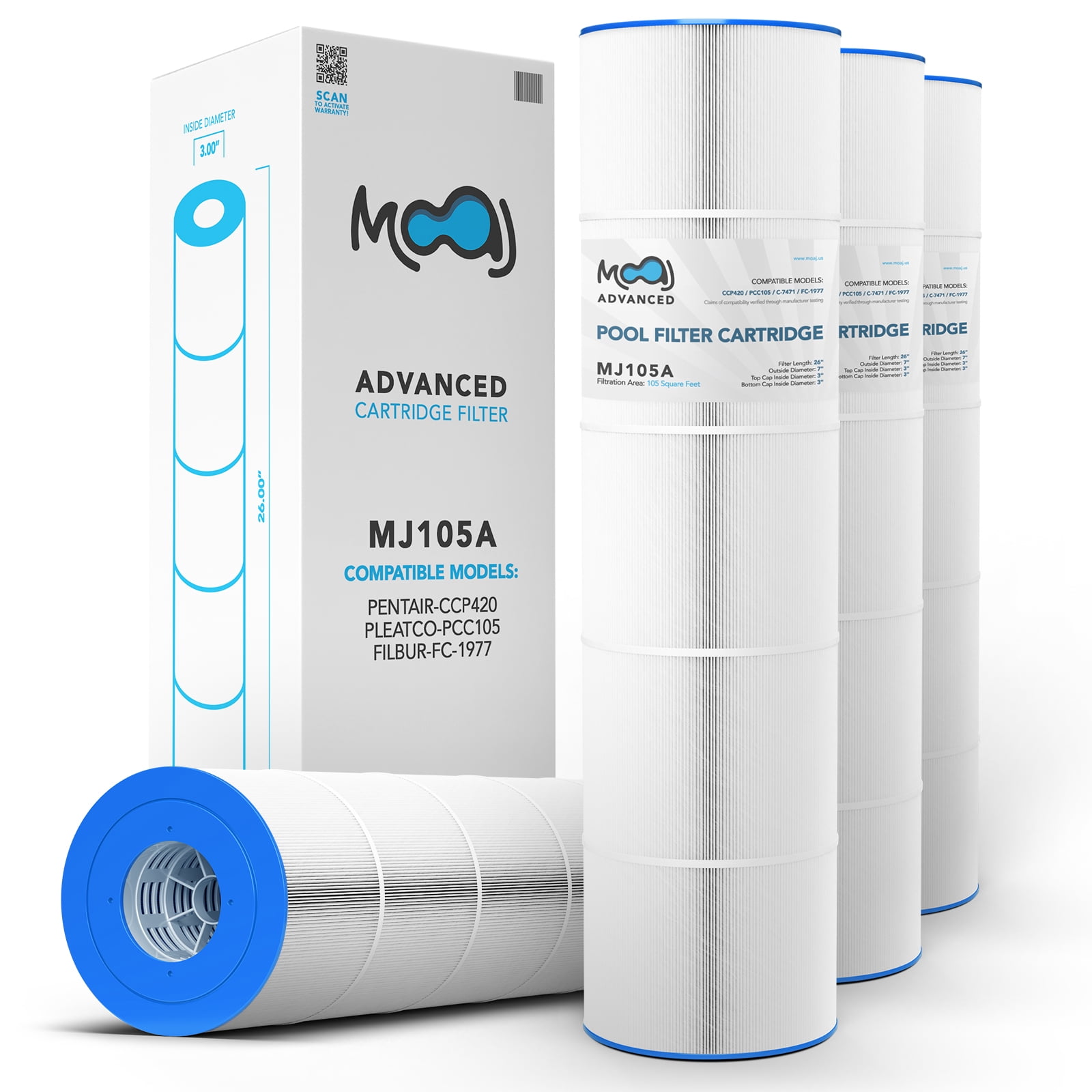 MOAJ Advanced Pool Filter 4PACK Replaces Pentair CCP420, Clean And