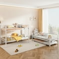 thumbnail image 2 of White Twin Size Triple Bunk Bed With Trundle, Metal - Ample Room For A Restful Night Extra Accommodation Convenient Trundle, 2 of 7