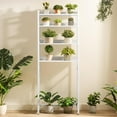 thumbnail image 6 of Over The Toilet Storage Rack, 4 Tier Bathroom Organizer Over Toilet, Freestanding Space Saver Toilet Stand with 2 Hooks, Bathroom Storage Shelf, Easy to Assemble, White, 6 of 17