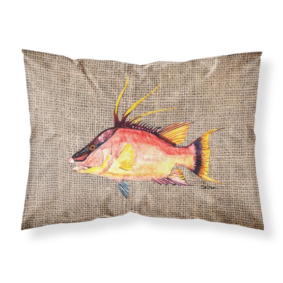 Hog Snapper on Faux Burlap Fabric Standard Pillowcase