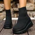 thumbnail image 2 of Dasayo Black Ladies Boots Chunky Ankle Low Heel Wide Width Comfy Mesh Stretch Shoes Woman Shoes 39, 2 of 8