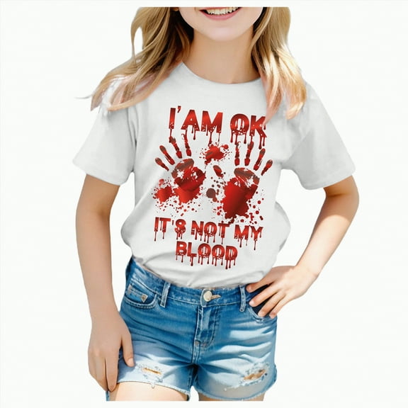 CAUYDY Toddler Boys Girls Halloween Shirt Skeleton Ghost T-Shirts Boo Tees Spooky Tops Short Sleeve(White,8-9 Y)