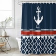 thumbnail image 6 of Navy Blue Coastal Shower Curtain Set - Long 72" x 84" Washable Bathtub Curtain with 12 Hooks, Nautical Ocean Sea Anchor Abstract Art Waterproof Fabric Stall Shower Curtains for Bathroom/Bathtub, 6 of 6