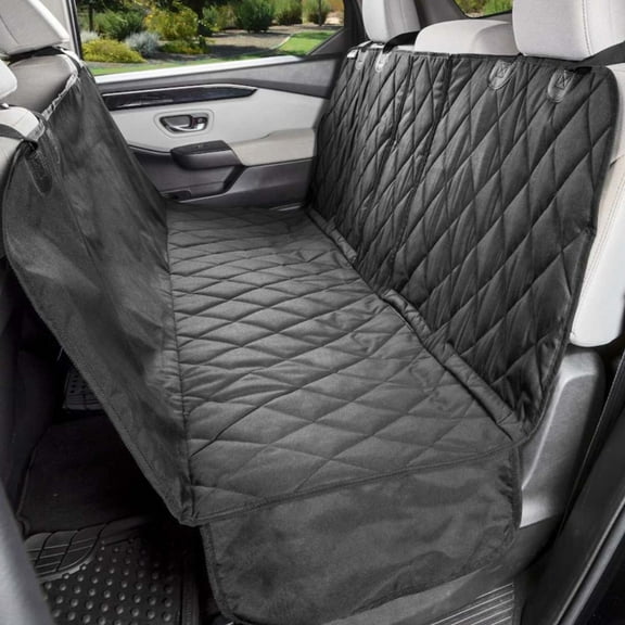 4Knines Dog Seat Cover with Hammock for Fold Down Rear Bench Seat, Heavy Duty, Black