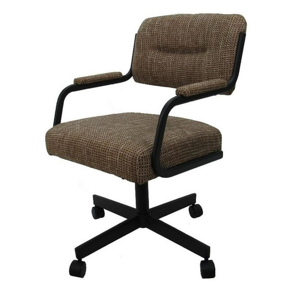Swivel Metal Caster Dining Chair M-110 - Checkered - Brown