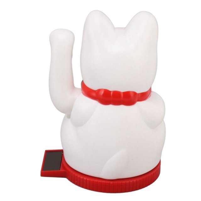 Chat Porte-Bonheur à Bras Oscillant, Base Rotative à Énergie Solaire avec Détection de Lumière, Porte-Richeur, Décoration de Chat Porte-Bonheur de 5 Pouces, Chat Porte-Bonheur à Bras Oscillant
