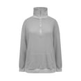 thumbnail image 5 of Dazajoo Womens Sweatshirt Waffle Knit Long Sleeve Lapel Half Zip Casual Lightweight Soft Sweatshirts Loose Pullover Tops,Gray,L, 5 of 10