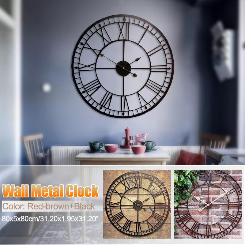 Large Roman Metal Wall Clock New Organize Home Kitchen & Garden Black New Iron 