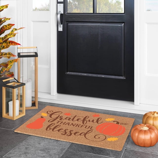 Thanksgiving Welcome Doormat with Festive Holiday Greeting for Seasonal Home Entryway