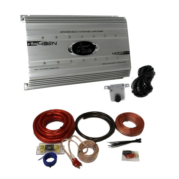 Lanzar 4000 Watt 4 Channel Bridgeable Car Audio Amplifier + 0 Gauge