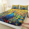 thumbnail image 3 of Manfei Kawaii Cartoon Peacock Twin Sheet Sets, Modern Animal Art Twin Fitted Sheet, Teen Kid Child Adult Flat Sheet, Breathable Home Decor, 3pcs, 3 of 7