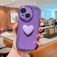 thumbnail image 5 of Compatible with iPhone 15 Case for Women Girls Cute 3D Heart Clear Phone Case Camera Lens Protection Shockproof Protection Transparent Soft Silicone Bumper Cover for iPhone 15 6.1 Inch (Purple), 5 of 8