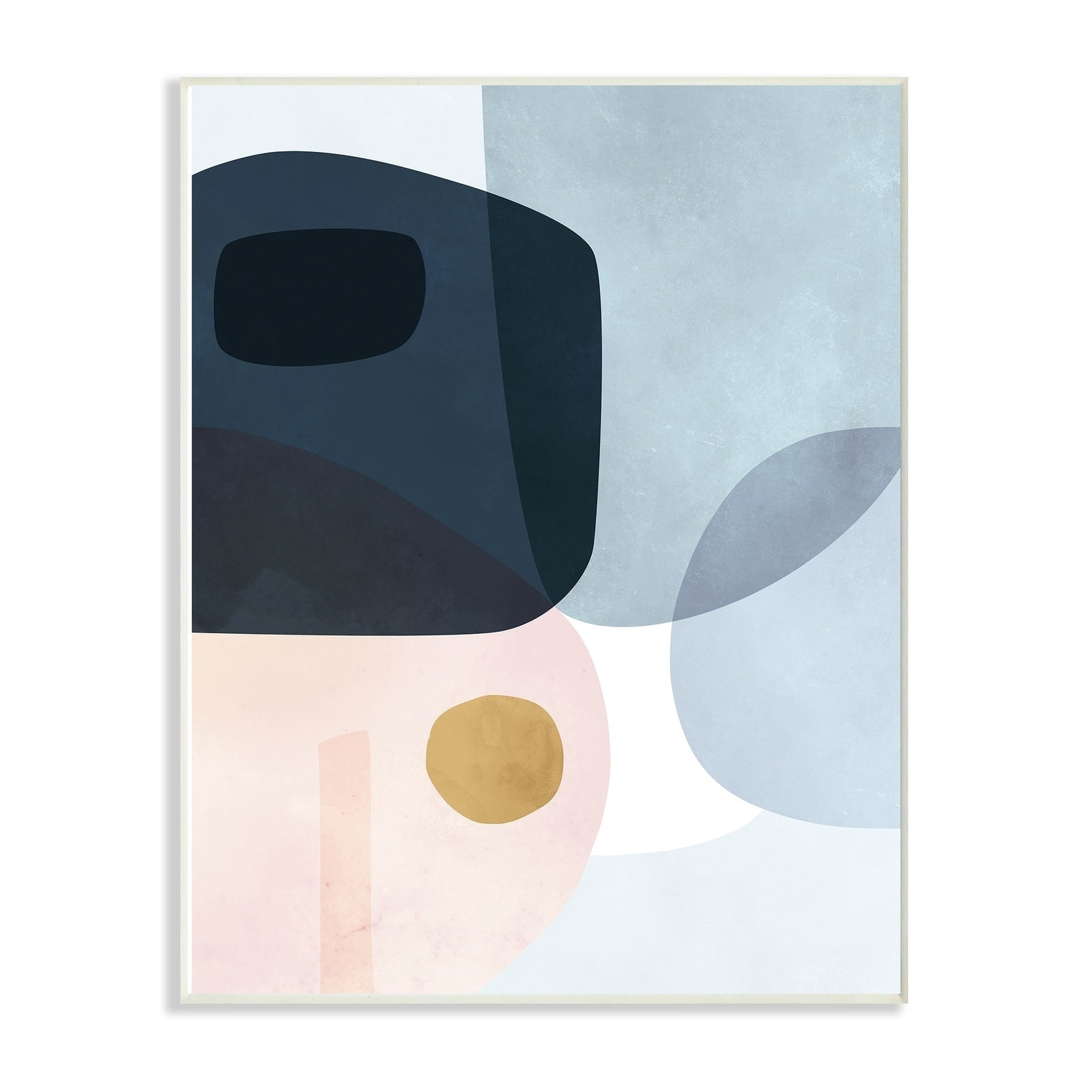 The Stupell Home Decor Mod Shapes Blue Navy and Peach Overlapping Abstract Wall Plaque Art