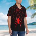 thumbnail image 3 of Honeii Red Spider Print Men’s Hawaiian Shirt,Classic Button-Down Short Sleeve Shirt, for Beach, Vacation, and Outdoor Activities,Small, 3 of 7