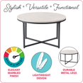 thumbnail image 3 of CorLiving Ayla Grey Marbled Indoor Coffee Table with Engineered Wood Top and Black Iron Legs, 3 of 6