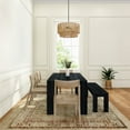 thumbnail image 3 of 72" Modern Solid Wood Dining Table Set with Bench, Black Wirebrush, + 4 Chairs Blonde, 3 of 7