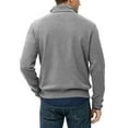 thumbnail image 3 of Quarter Zip Sweater Men Mock Neck Fleece Lined Sweatshirt Winter Long Sleeve Casual Pullover Sweater Gray 3XL, 3 of 6
