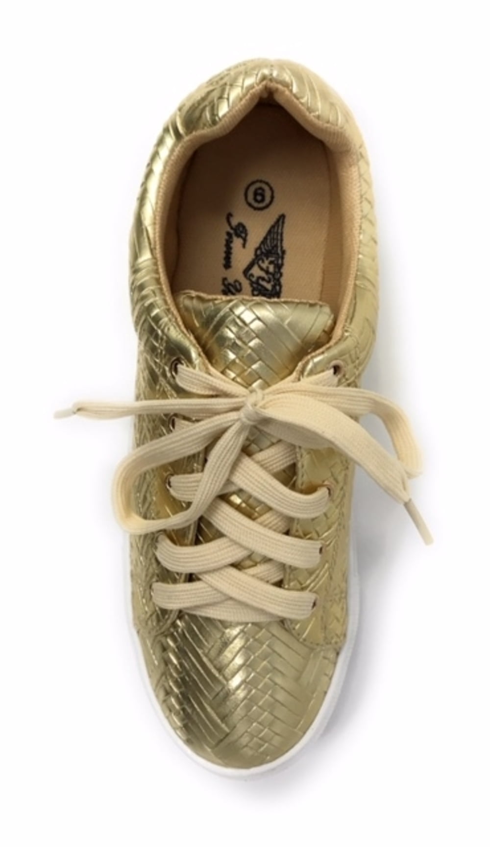 Forever Young Women's Metallic Weaved Textured Lace up Sneakers