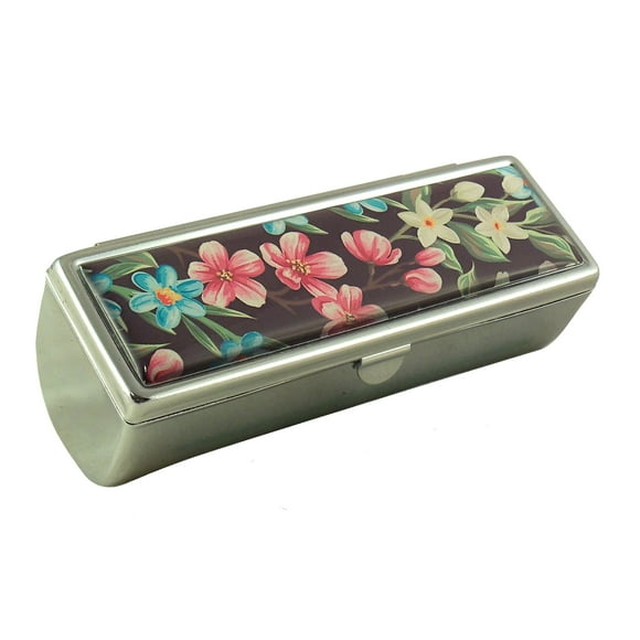 Houder - Estuche para pintalabios con espejo para bolso, soporte decorativo para pintalabios con caja de regalo, forro de terciopelo, protege tus pintalabios con estilo (flores tropicales)