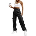 thumbnail image 5 of Women's High Waisted Cargo Pants Travel Y2K Streetwear Baggy Stretchy Pants with 6 Pockets Drawstring Ankle Cuffs, 5 of 9
