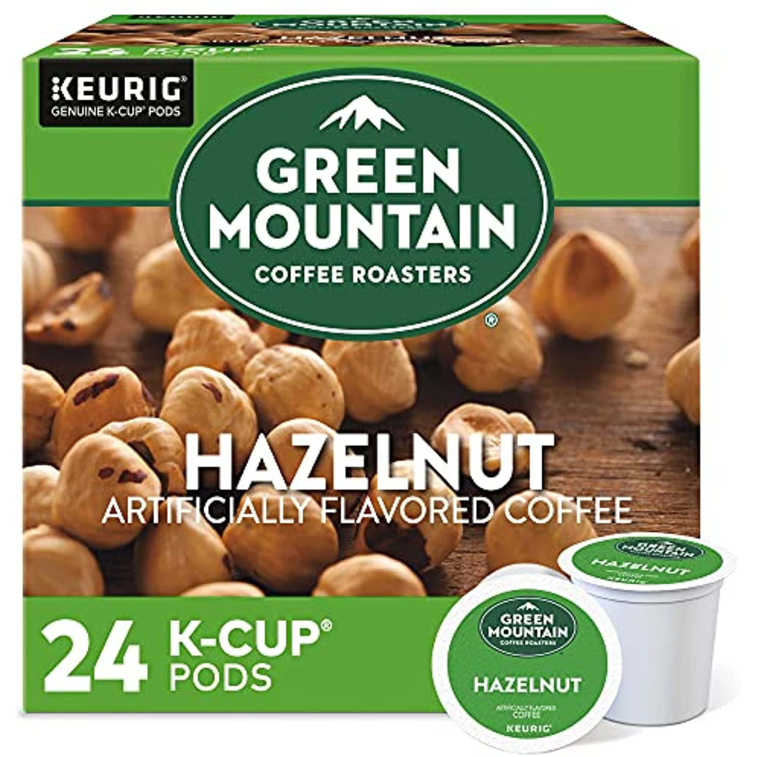 Green Mountain Coffee Roasters Hazelnut, Single-Serve Keurig K-Cup Pods, Flavored Light Roast Coffee, 24 Count