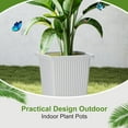thumbnail image 6 of 24-Inch Tall Planters Set of 2 for Outdoor and Indoor Use, Tapered Flower Pots with Drainage Tray, Front Porch and Patio Decor, Ideal for Large Plants (Stripes-White), 6 of 16