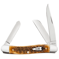 Case XX Knives Shot Show Medium Stockman Corn Cob Jig Burnt Amber Bone Stainless Pocket Knife