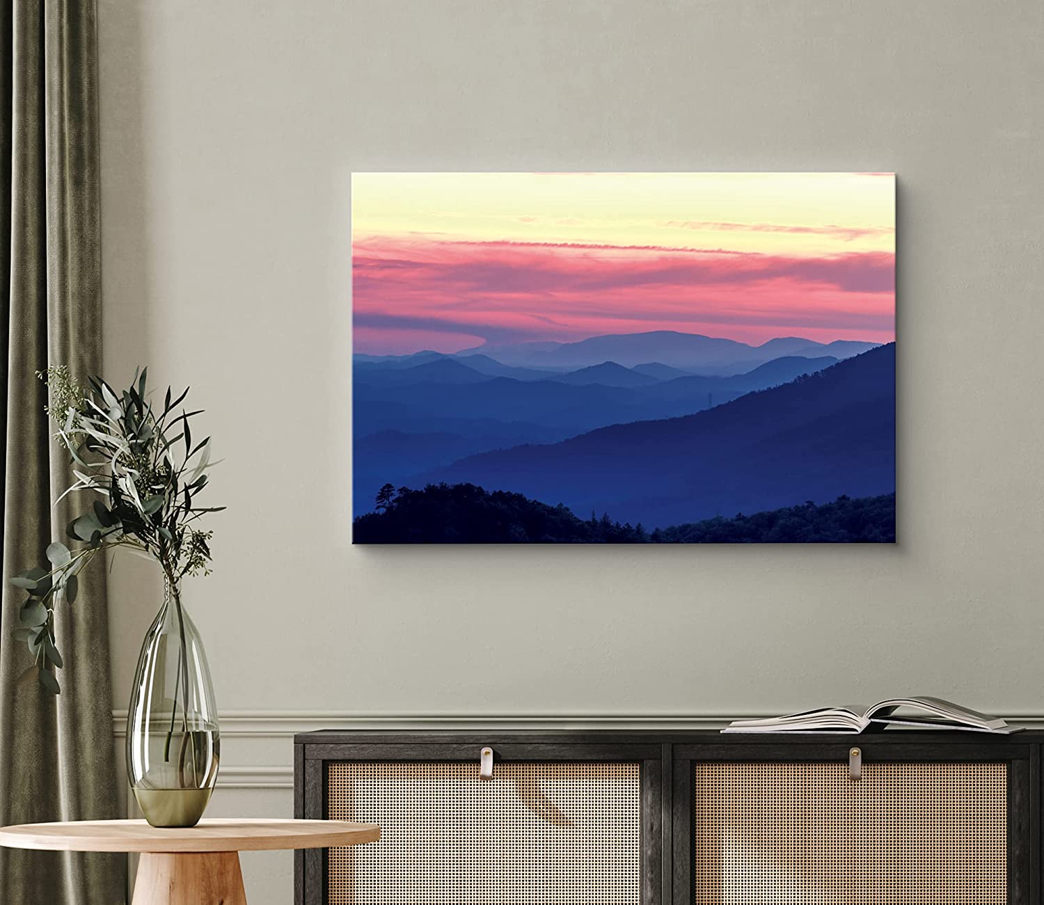 wall26 Canvas Print Wall Art Colorful Sunset Sky Over Foggy Mountain Tops Nature  Wilderness Photography Modern Art Rustic Scenic Colorful Multicolor for Living  Room, Bedroom, Office 24quot;x36quo